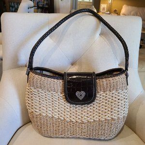 Adorable BRIGHTON Straw & Leather Shoulder Bag w/Dust Bag